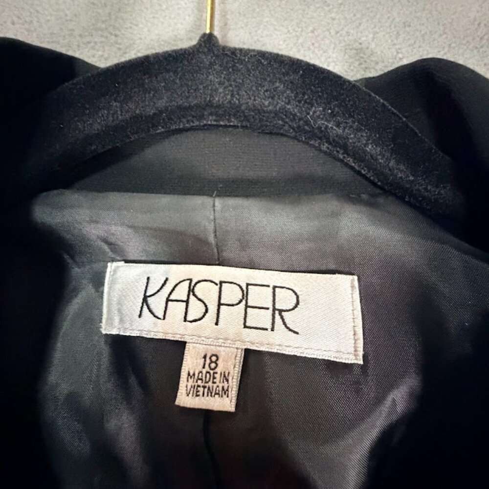 Kasper Chic Designer Black White Houndstooth Blazer/Suit Jacket Sz 18- Classic - Picture 3 of 9